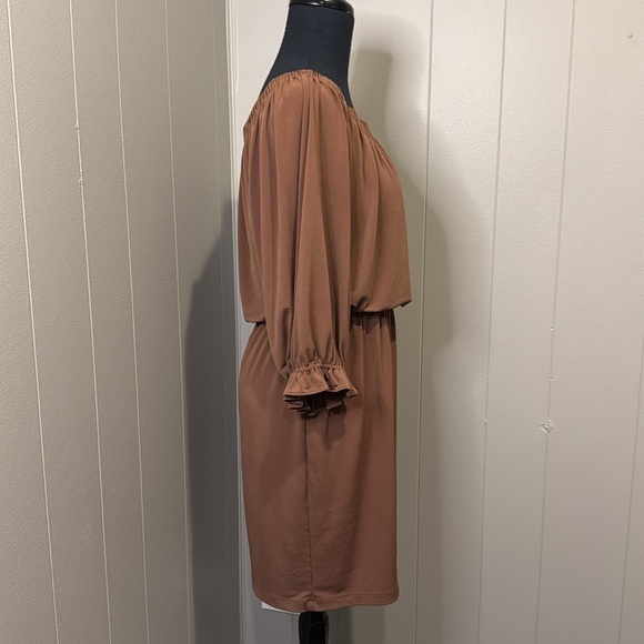 Boston Proper Women’s 6 Dress Cognac Off Shoulder Elastic Waist Wrist Blouson - Picture 4 of 7